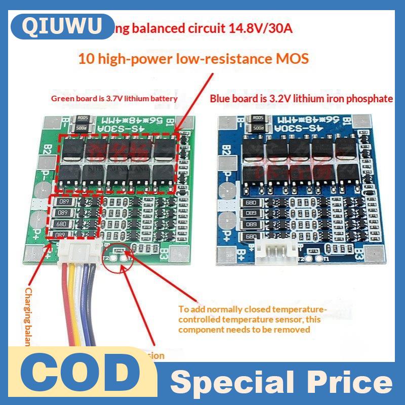 QIUWU Hệ thống quản lý pin 4S 3.2/3.7V 30A cho các tế bào Lithium với tính năng cân bằng Giá 46,833 Đồng*Miễn phí vận chuyển