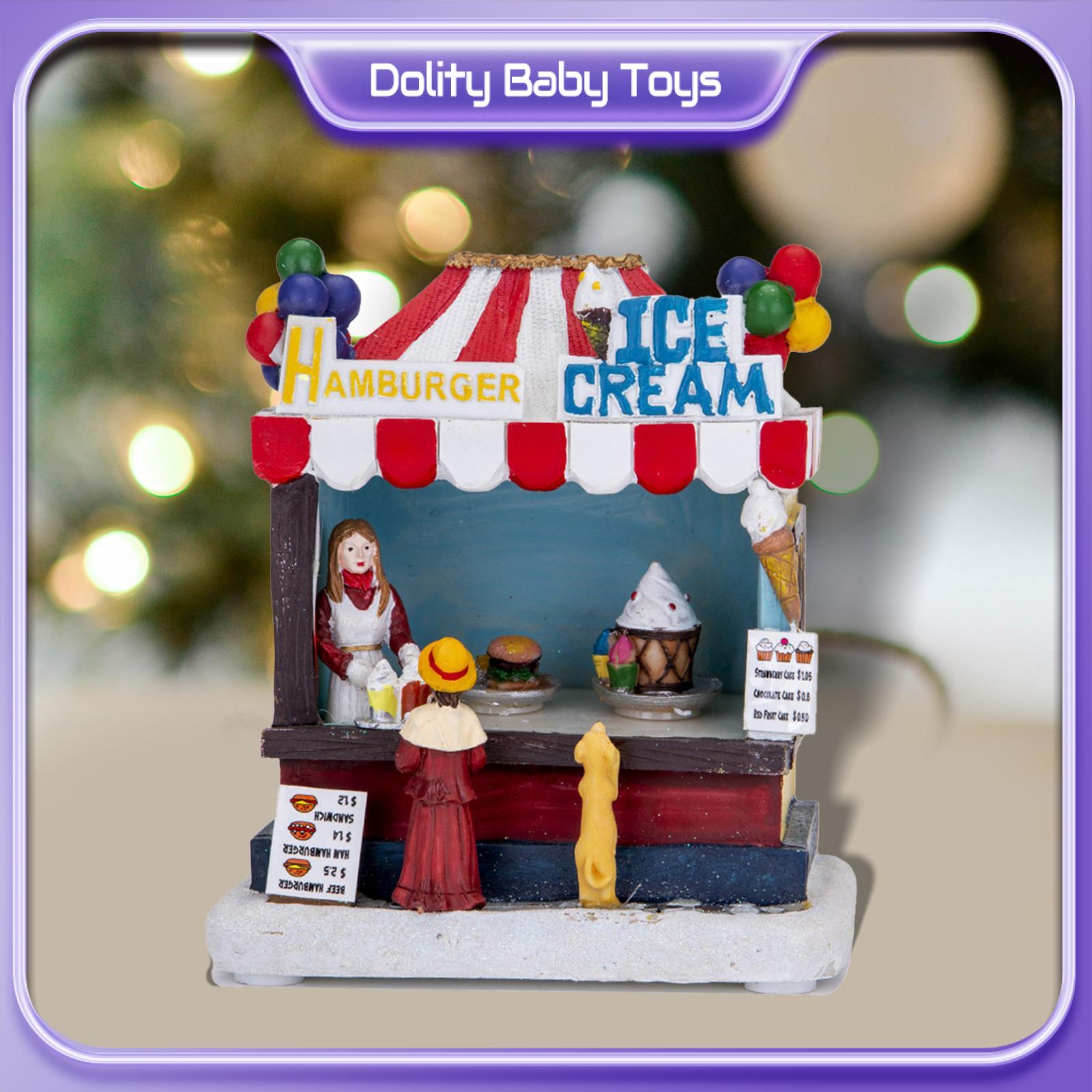 Dolity Glowing Ice Cream Small House Musical Ornament Collectable