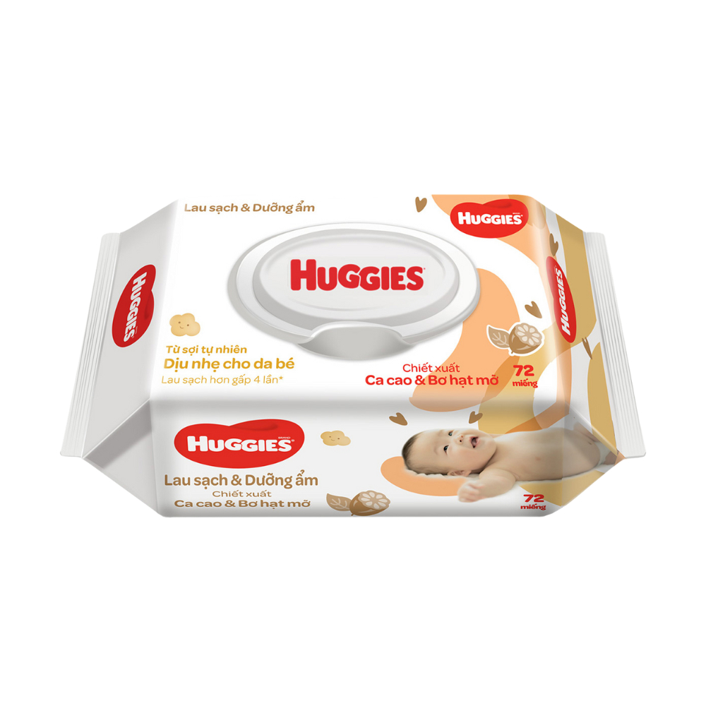 Khăn Giấy Ướt Huggies Không Mùi Chiết Xuất CaCao Và Bơ Hạt Mỡ Cho Bé Làm Sạch Dưỡng Ẩm Cho Bé 72 Tờ - Bibo Mart