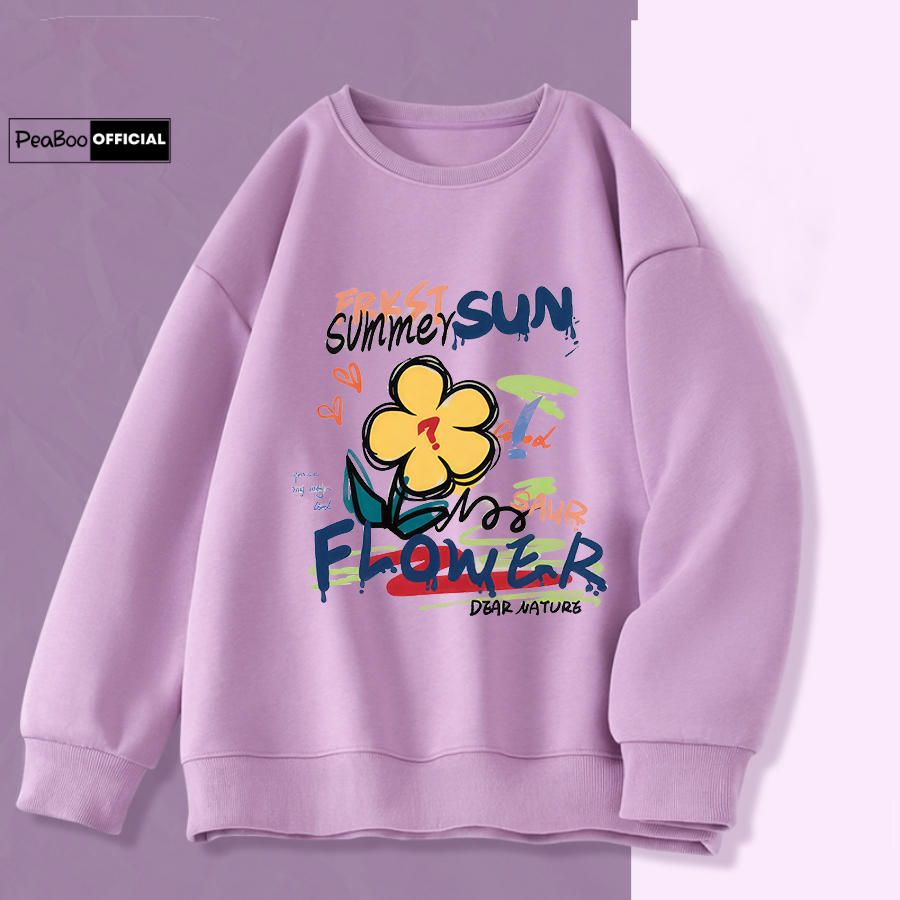  Áo Sweater Sun Flower Nam Nữ By PEABOO Unisex Chất Nỉ Lót Bông Form Rộng 