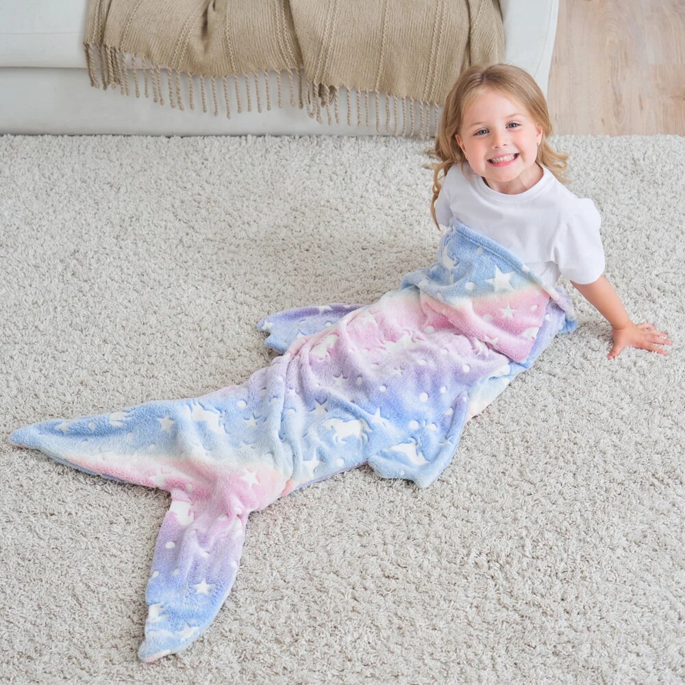 zd837vnsv223 Nap Sleeping Bag Soft Fleece Shark Mermaid Tail Blanket