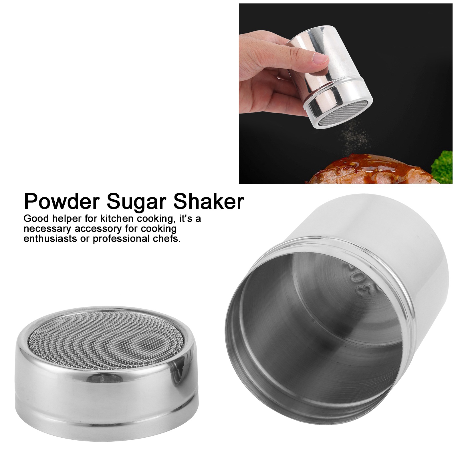 Thép không gỉ bột Shaker thuận tiện nướng và nấu ăn Dụng cụ nhà bếp nâng cao kinh nghiệm ẩm thực của bạn (S)
