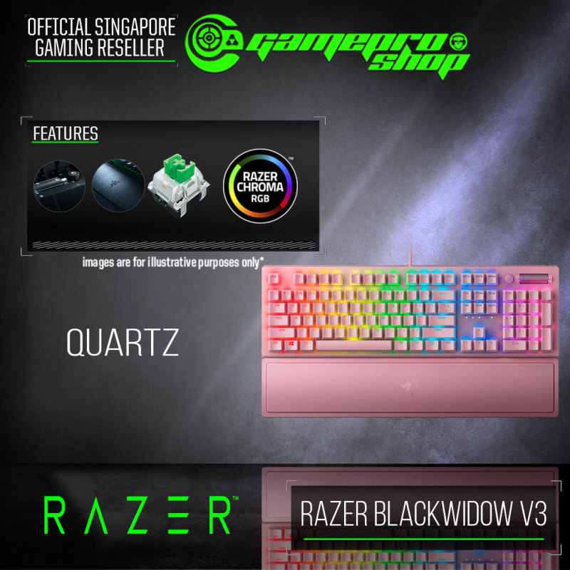 Razer BlackWidow V3 - Mechanical Gaming Keyboard (Green Switch) - Quartz Edition - RZ03-03541800-R3M1 Singapore