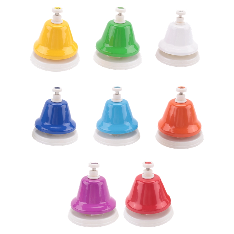 Desk Bells, 8 Notes Diatonic Metal Hand Bells, Rainbow Music Bells, Musical Learning Teaching Percussion Instrument