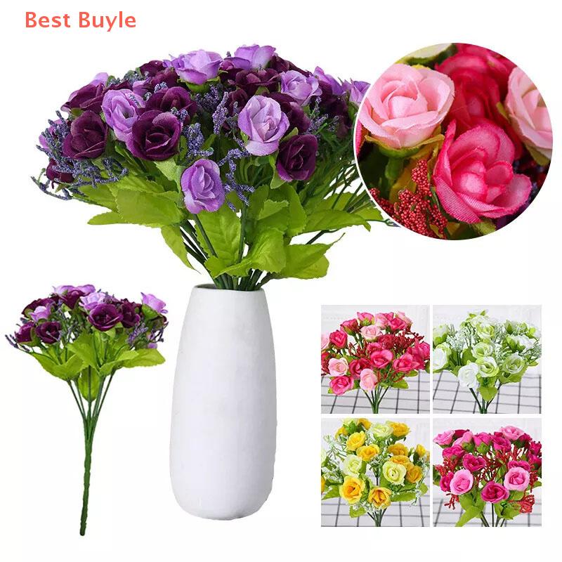 💖Best Buyle 21 Đầu Kim Cương Hoa Hồng 7 Ngã Ba Mùa Xuân Hoa Hồng Đám Cưới Nhỏ Trang Trí Nội Thất Nụ Hoa Nhân Tạo Hoa Nhựa Nhân Tạo Hoa