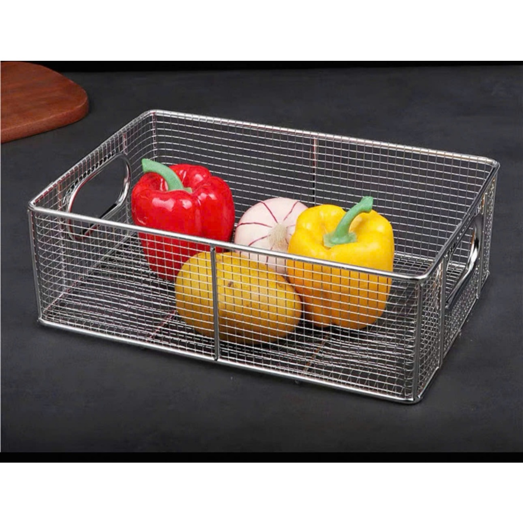 Rổ inox 304 kiểu Nhật Whale Kitchen đựng thức ăn chiên dạng lưới sáng bóng nhiều kích cỡ
