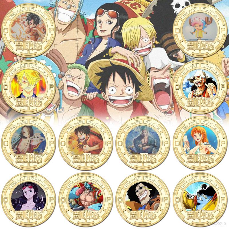 lz- Anime ONE PIECE Commemorative Coins Luffy Zoro Sanji Chopper Cartoon Metal Coin Medallion Fans Gifts