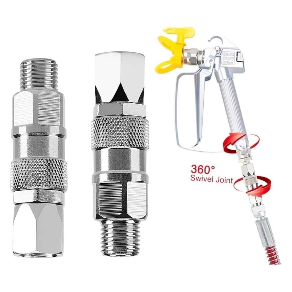 2 cái thép không có không khí phun xoay Phụ Kiện Khớp 1/4 xoay ống kết nối 360 độ xoay cho áp lực súng