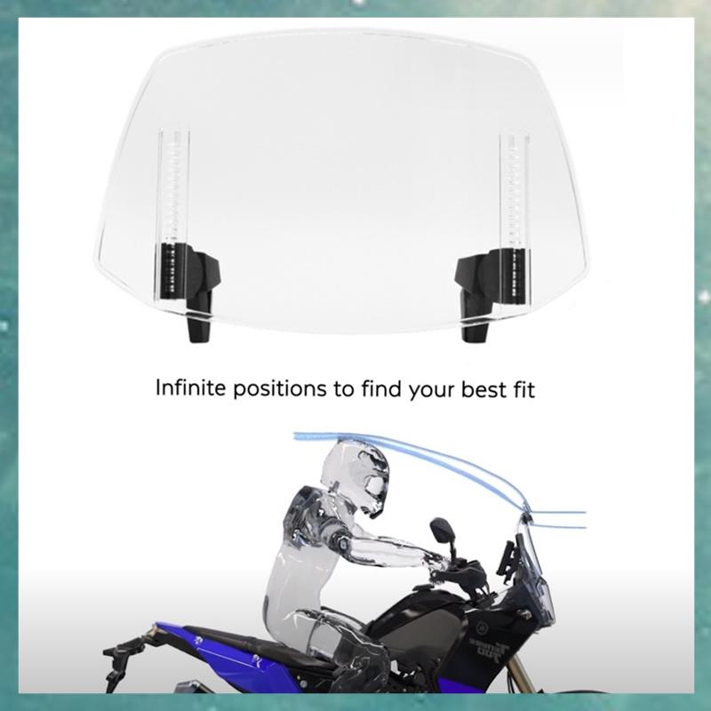 (JPRU) Universal Motorcycle Adjustable Windshield Extension - Fits for (Clear) Accessories