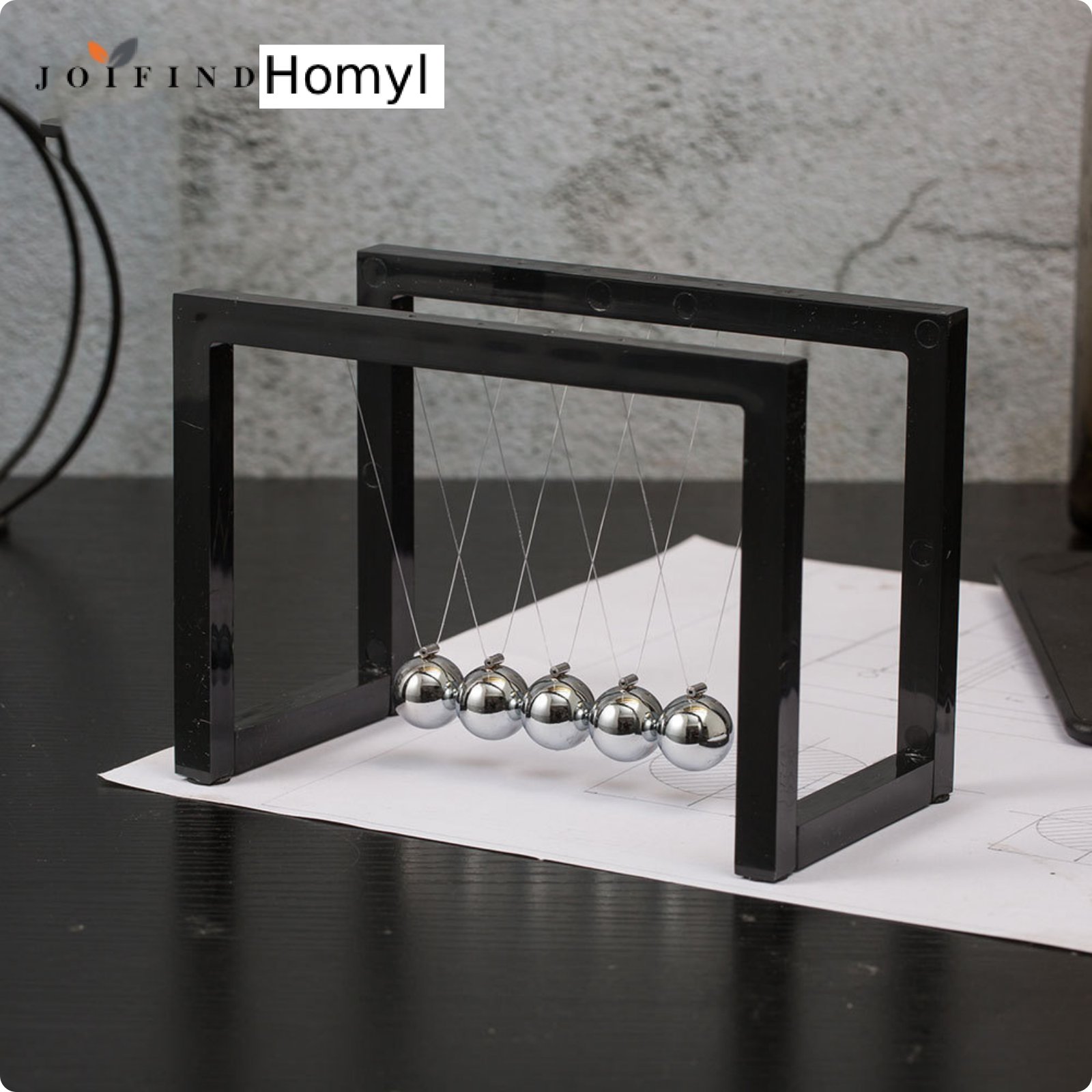 Homyl Science Education Newton's Cradle Educational Tool Balance Balls Pendulum Perpetual Motion Illusion Swinging Balls Desk Toy Stress Relief for Office, Classroom ราคา 368 บาท*ส่งฟรี