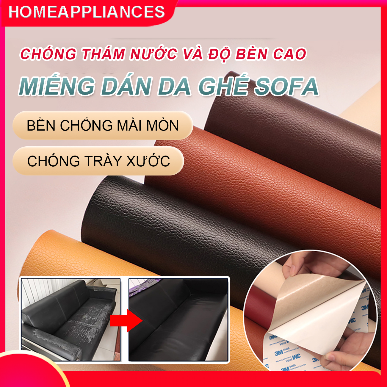 120x50cm Miếng dán da ghế sofa Miếng dán da PU tự dính Miếng dán sofa bị rách Miếng dán da ghế Nhiều màu