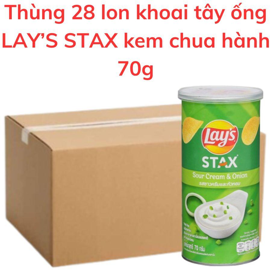 Snack Khoai tây lon LAY S STAX vị kem chua hành 70g