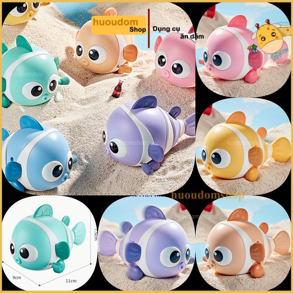 Đồ chơi chú cá hề chạy cót/ vặn cót dễ thương, quẫy đuôi vui nhộn, chất liệu nhựa ABS