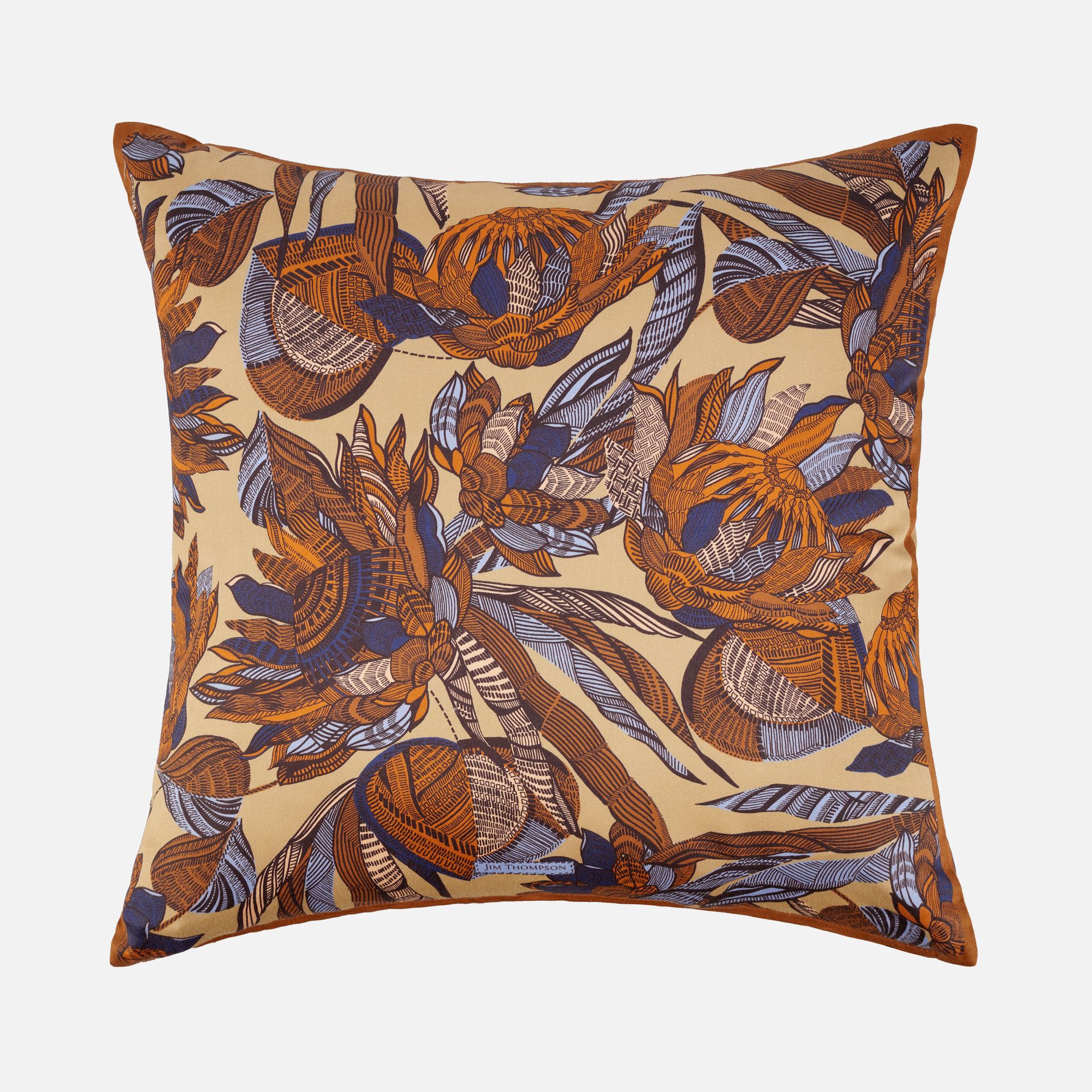 Bamboo Flower Cotton Printed Cushion Cover 18" - Brown ราคา 750 บาท*ส่งฟรี