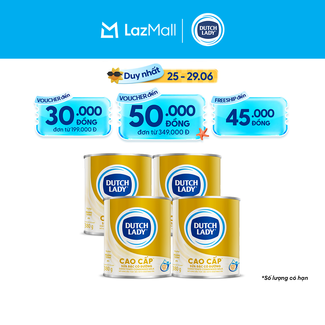 Combo 4 Lon Sữa Đặc Có Đường Dutch Lady Cao Cấp Lon 380g/lon