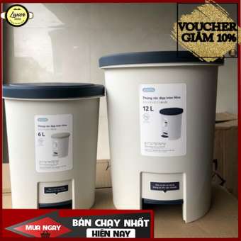Thùng rác đạp tròn 6L - 12L kèm lõi - Kháng khuẩn kháng mùi Ag+ - Nhựa nguyên sinh bền màu