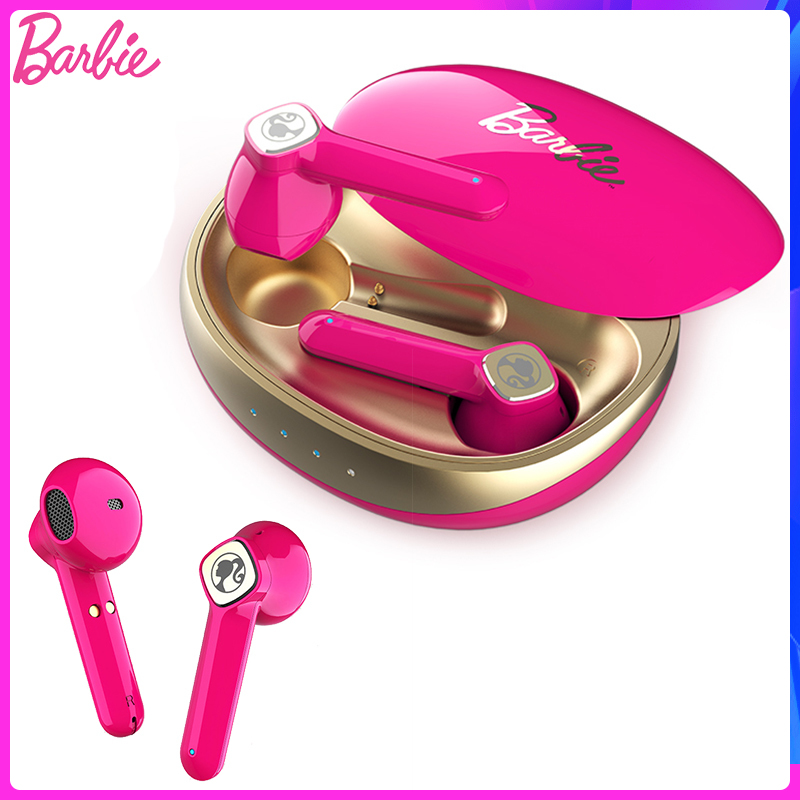 Barbie Tai nghe không dây chính hãng cho bé gái, tai nghe Bluetooth, màu hồng, Phụ kiện thời trang retro, máy tính xách tay, quà tặng điện tử MATTEL Đồ chơi chính hãng