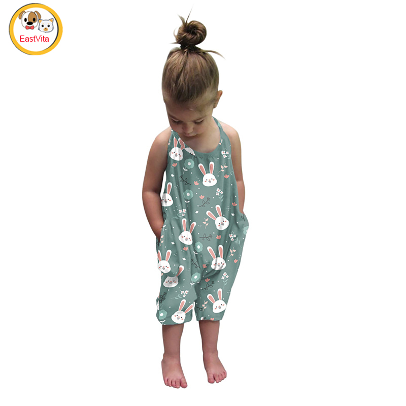 Summer Cotton Romper For Baby Girls Cute Halter Sleeveless Cartoon Animal Printing Jumpsuit For Newborn Infant ราคา 204 บาท*ส่งฟรี