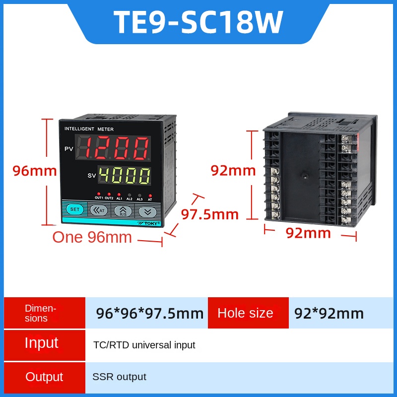 Bộ Điều Khiển Nhiệt Độ TE9-SC18W | Tùy Chọn Khác TE4/6/7/8/9-RB10W/SB10W/RC10W/DC18W/RC18W - TOKY | Phạm Vi Nhiệt Độ Tùy Chỉnh | Độ Ổn Định Cao