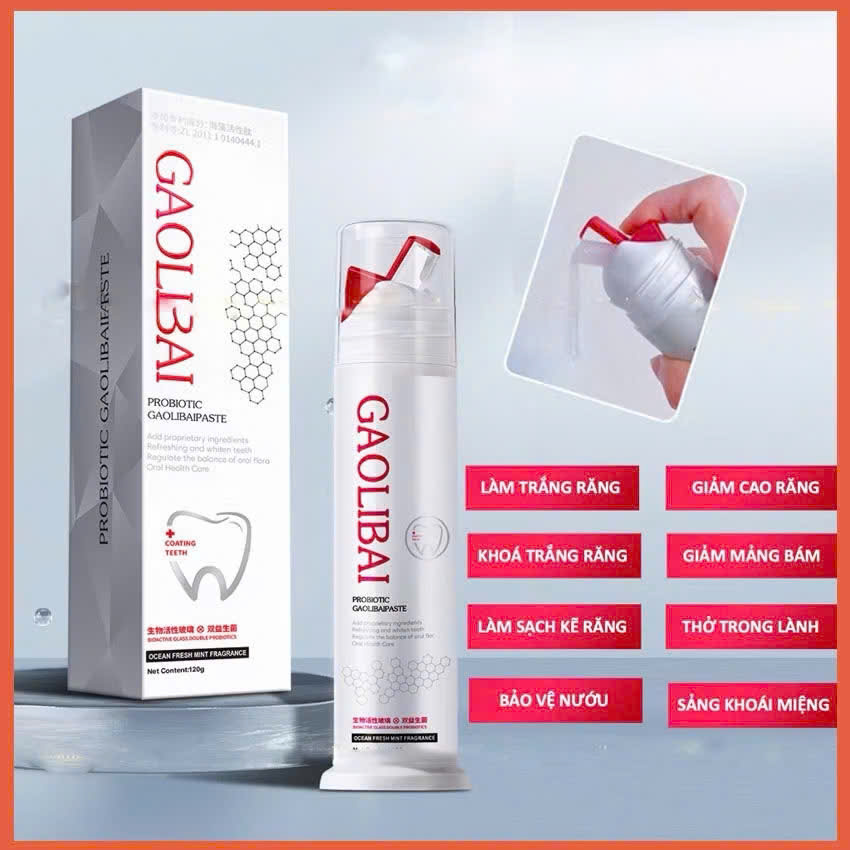 Kem Đánh Răng GAOLIBAI NANO Bạc Làm sạch mảng bám ,cao răng cho răng trắng sáng, hơi thở thơm mát 120G ( TungnghiaShop)