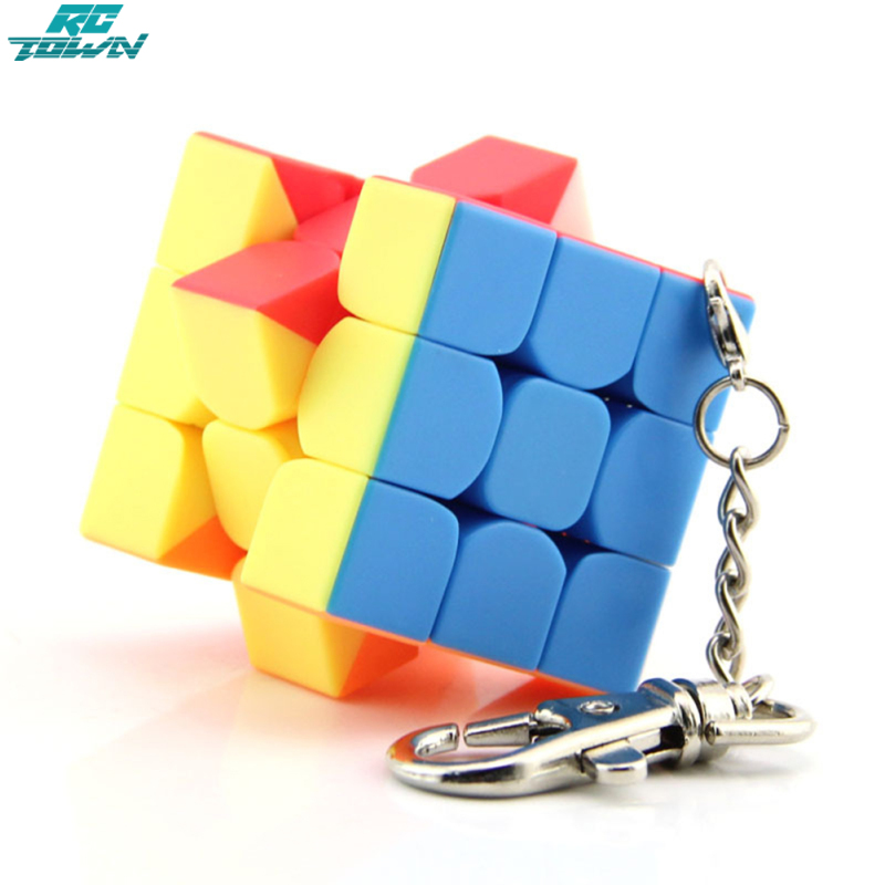 Mini 3*3*3 Keychain khối lập phương thần kỳ Stickerless khối rubik tốc độ câu đố đồ chơi giáo dục trẻ trẻ em