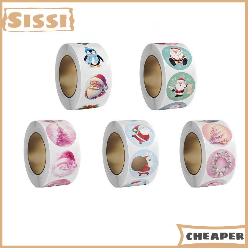 Sissi 500Pcs Vui Vẻ Giáng Sinh Món Quà Dán Santa Vòng Con Dấu Nhãn Sticker Cho Món Quà Nướng Gói Phong Bì Văn Phòng Phẩm Trang Trí Nội Thất