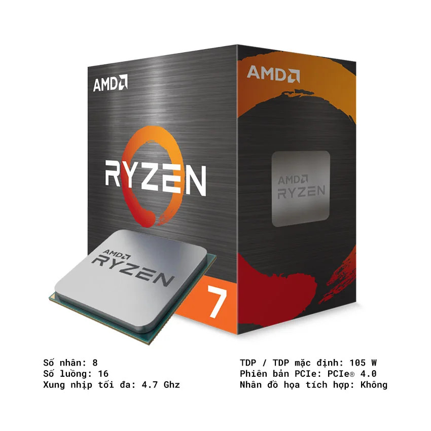 CPU AMD Ryzen 7 5800X3D - ( 3.4GHz Boost 4.5GHz | 8 nhân 16 luồng | 96MB | AM4) - Hàng Chính Hãng