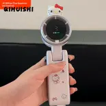 QIHUISHI Quạt không cánh xách tay dễ thương hình Hello Kitty với tuổi thọ pin dài, thiết kế gập được và đeo cổ, phù hợp cho sinh viên, du lịch, văn phòng và ký túc xá