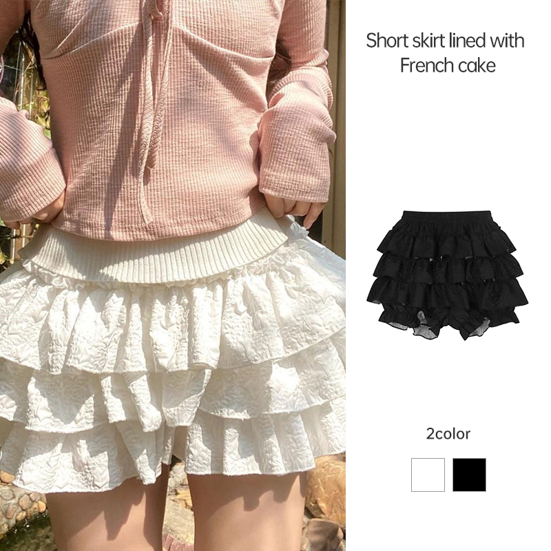 🌏SY กระโปรงสไตล์ฝรั่งเศสสไตล์เค้กสีขาวออกแบบให้ผู้หญิงรู้สึกยืดหยุ่นเอวกระโปรงสั้นกระโปรงสั้นอินเทรนด์จีบหญิง ราคา 148 บาท*ส่งฟรี