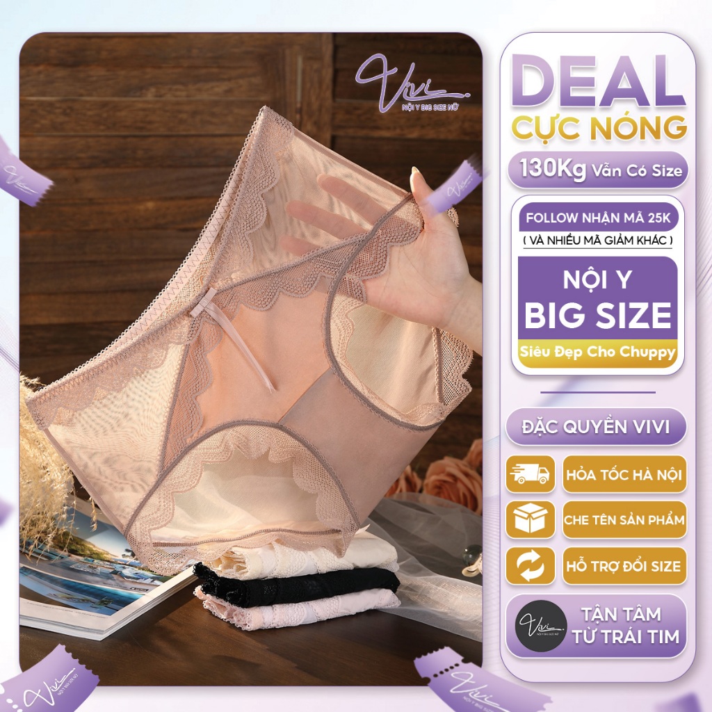  Quần lót ren Bigsize cực đẹp quyến rũ - Quần big size nữ dệt kim - Nội y cỡ lớn tới 100KG - Mã N62 