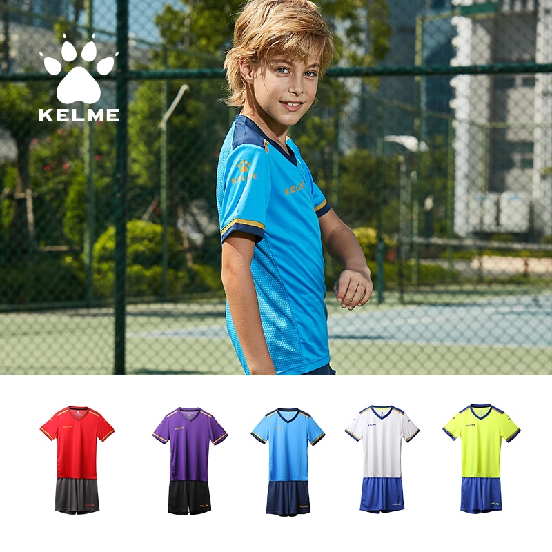 KELME Custom Kids Soccer Jersey Football Uniforms Training Suit Original Team Jersey Short Sleeve Breathable Child Boys 3873001 ราคา 475 บาท*ส่งฟรี