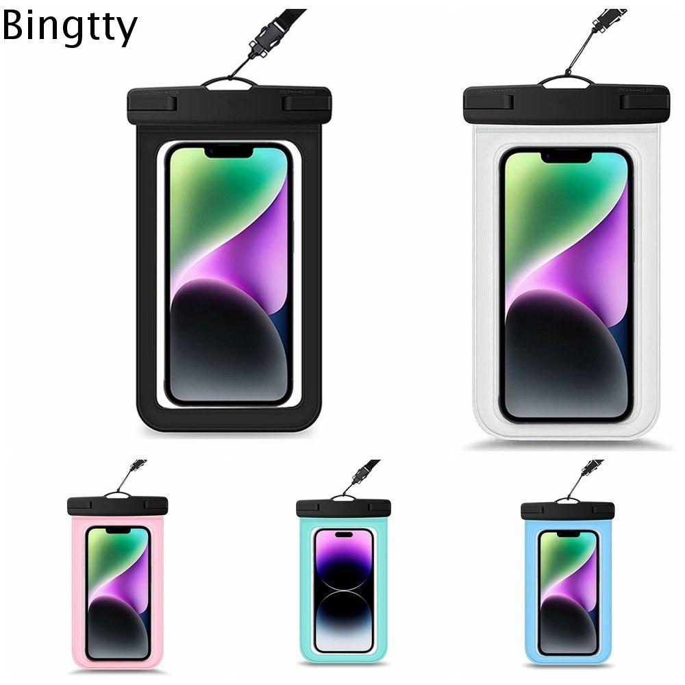 BINGTTY Màn hình cảm ứng Ốp điện thoại chống nước Không thấm nước Trong suốt Túi đựng điện thoại di động Túi đựng điện thoại lặn Màn hình chống mưa Túi chống nước cho điện thoại di động Thể thao ngoài trời