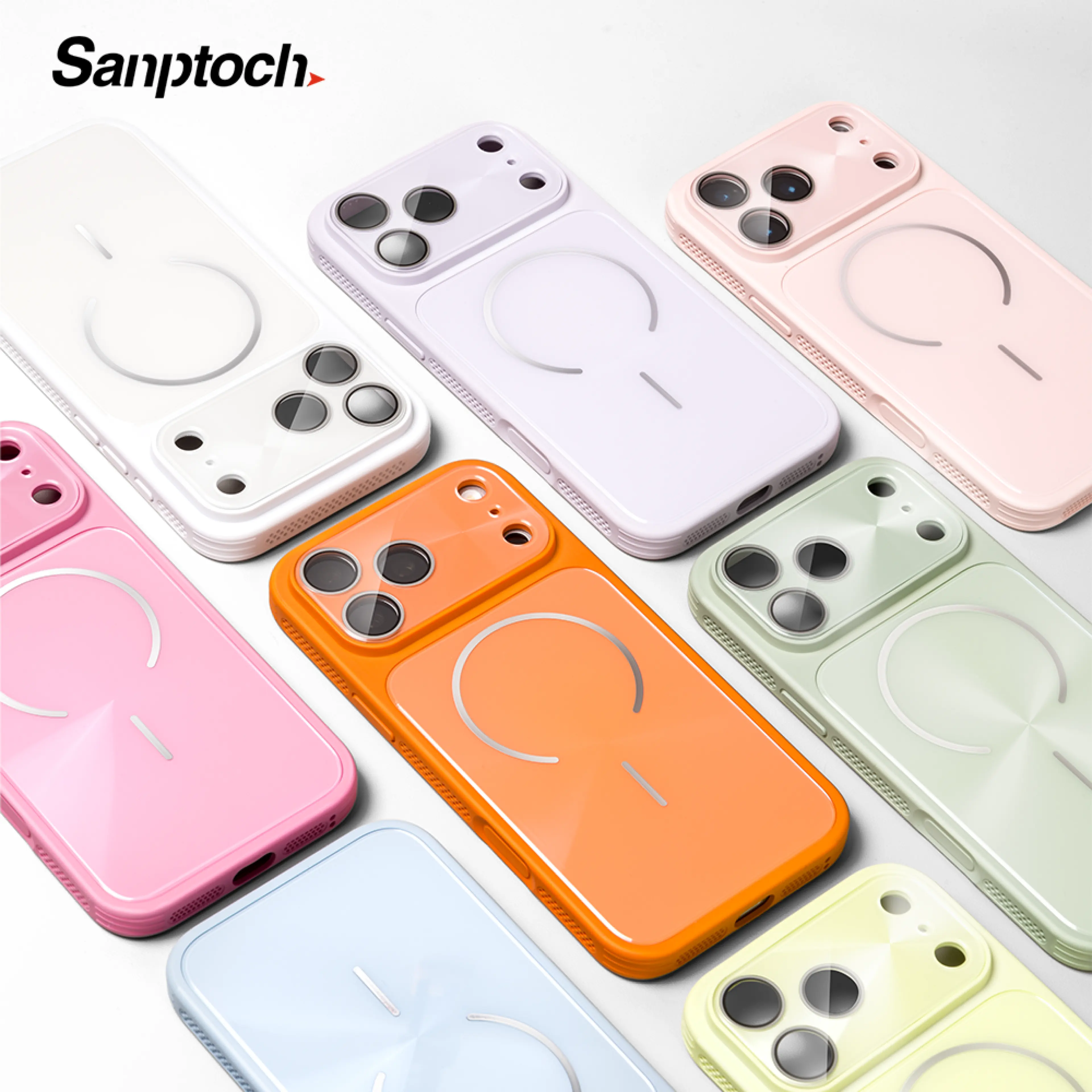 Sanptoch For Magsafe Matte Phone Case For iPhone 17 / 16 / 15 / 14 / 13 Pro Max Candy Color Shockproof Cover For iPhone 17 Pro Max Heat Dissipation Edge Protection Casing