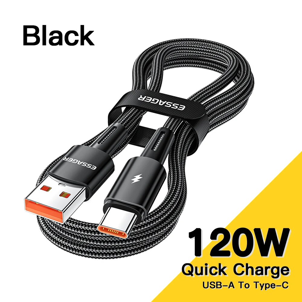 Essager 120W loại USB C Cáp siêu nhanh phí 67W Cáp sạc nhanh 6A cho Xiaomi 12pro Redmi K50 Lưu ý 11p