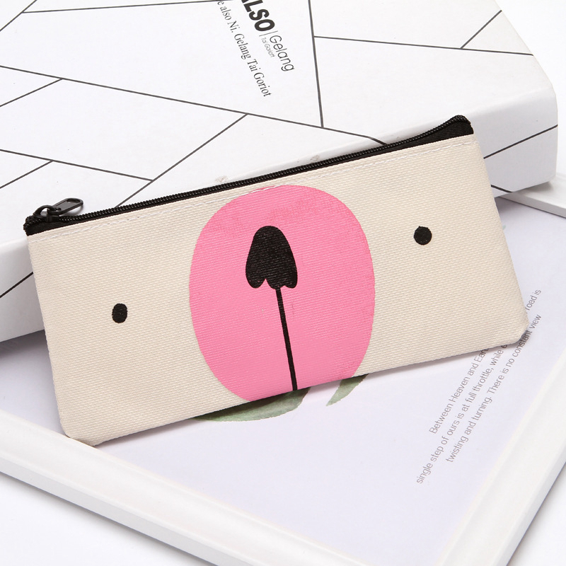 Tempat Pensil Pulpen Kain Kanvas Karakter Hewan Lucu Kotak Pensil Serbaguna Motif Animal Dompet pouch make up kosmetik wanita