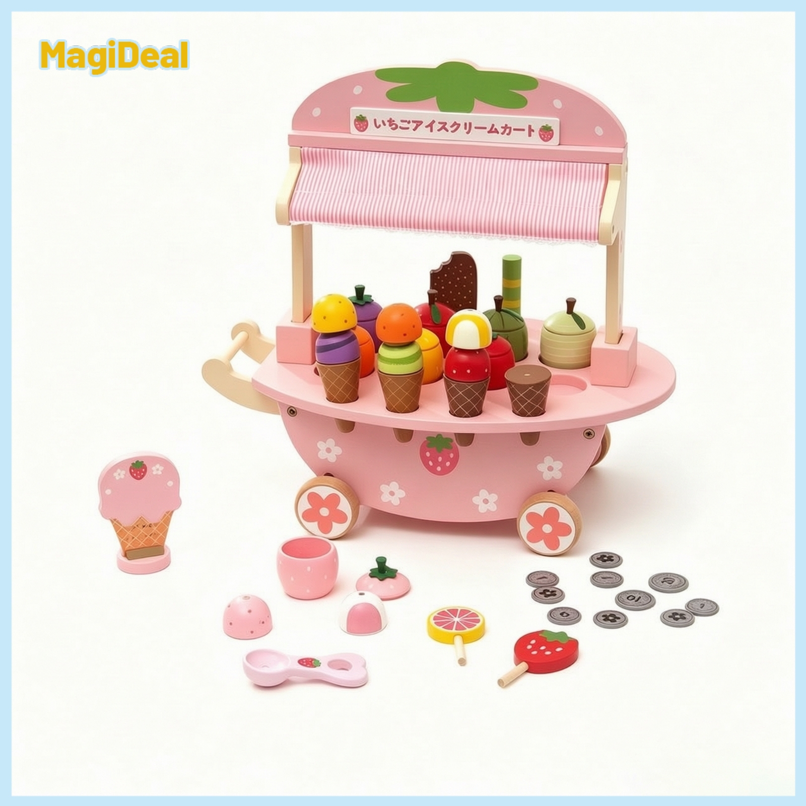 MagiDeal Interactive Toy Ice Cream Cart Pushable Ice Cream Cart Toy Educational Easy to Clean for Children, Children ราคา 14,101 บาท*ส่งฟรี