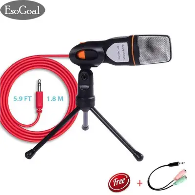 EsoGoal Professional Condenser Sound Podcast Studio Recording Microphone Mic with Tripod Stand for PC Laptop Computer (Black) - intl