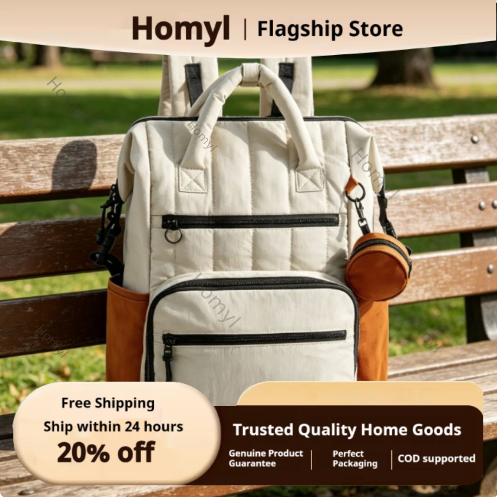 Homyl Multi-Functional Diaper Backpack Lightweight Large Capacity Mommy Bag Sturdy Material Waterproof Baby Changing Bag Wide-Accessible Design for Parents