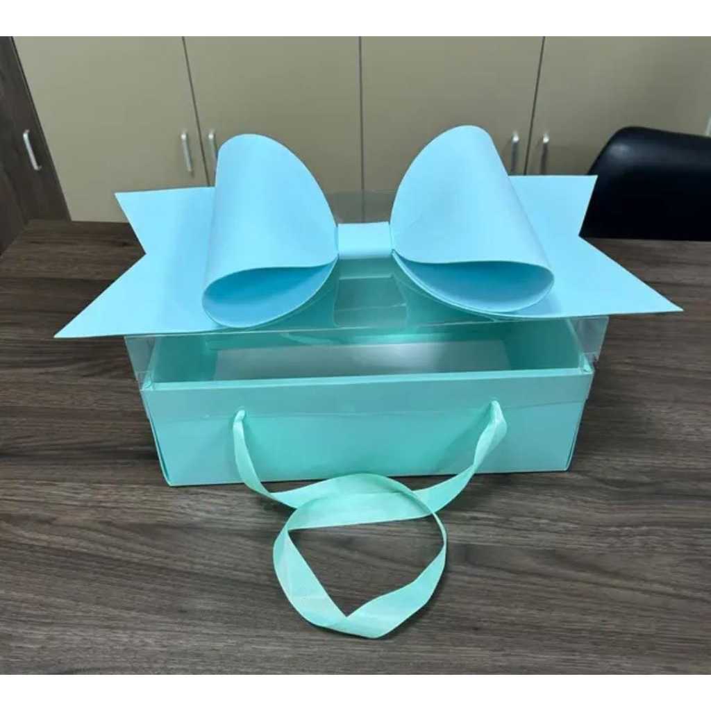 BIG ribbon box Korean PVC Fruits box | flower box|giant bow kotak gift box come with handle