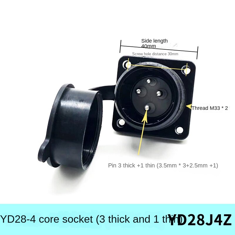 YD28/Y18/Y32 | Đầu Nối-Ổ Cắm Vuông Lõi YD28-4 (3 Dày Và 1 Mỏng) | Tùy chọn: 4 Lõi, 7 Lõi, 15 Lõi, 19 Lõi | Ổ Cắm Vuông + Đầu Cắm Thẳng/Vuông Góc