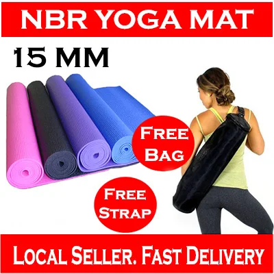 15mm NBR Extra Thick Yoga Mat / with Nylon Bag and Strap - Exercise Mat / Non Slip Workout / Pilates Mat