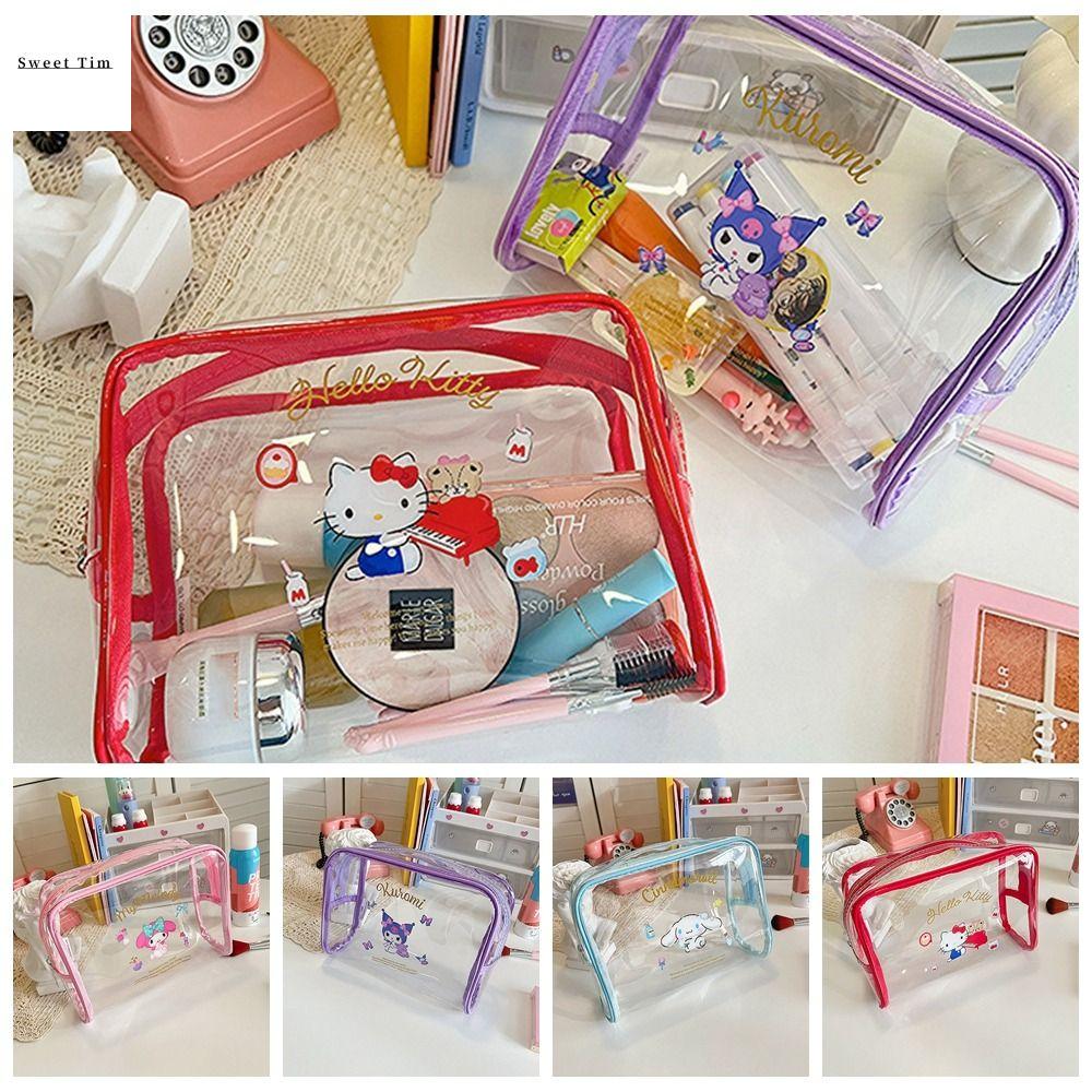 SWEET TIM กระเป๋ากันน้ำสงกรานต์ การ์ตูนลายการ์ตูน กระเป๋าเครื่องสำอาง Kuromi เมโลดี้ พีวีซีพีวีซี กระเป๋าเก็บเครื่องสำอาง คาวาอิ กระเป๋าเครื่องอาบน้ำ กระเป๋าเครื่องสำอางโปร่งใส สำหรับผู้หญิง ราคา  90 บาท*ส่งฟรี