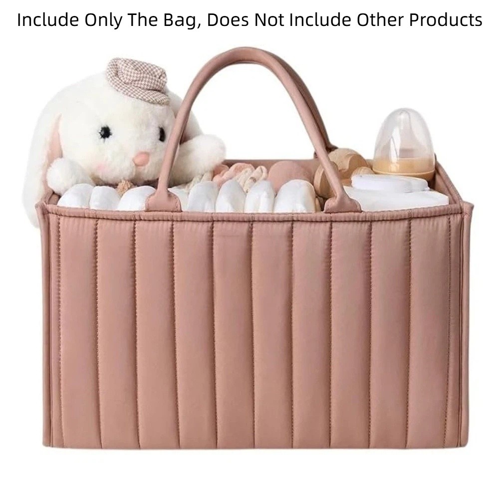 CHENJIE Large Capacity Baby Diaper Organizer Multi-Pocket Floral Beige Diaper Storage Bag Stylish Design Multifunctional Nursery Storage Basket Baby Shower Gift