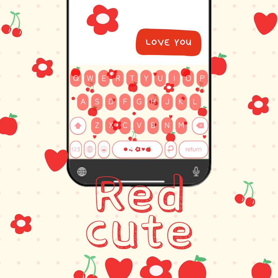 Red cute Keyboard Theme⎮(E-Voucher) for Pastel Keyboard App ราคา 69 บาท*ส่งฟรี