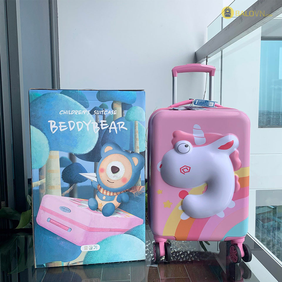 Vali kéo trẻ em BeddyBear họa tiết Kỳ Lân chống va đập bé trai bé gái từ 4