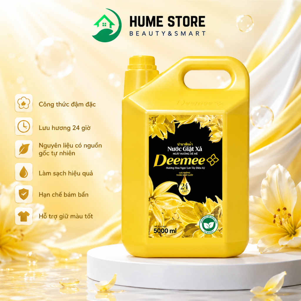 Nước Giặt Xả Deemee 5L – Giặt Sạch Xả Mềm Lưu Hương Thơm Mát