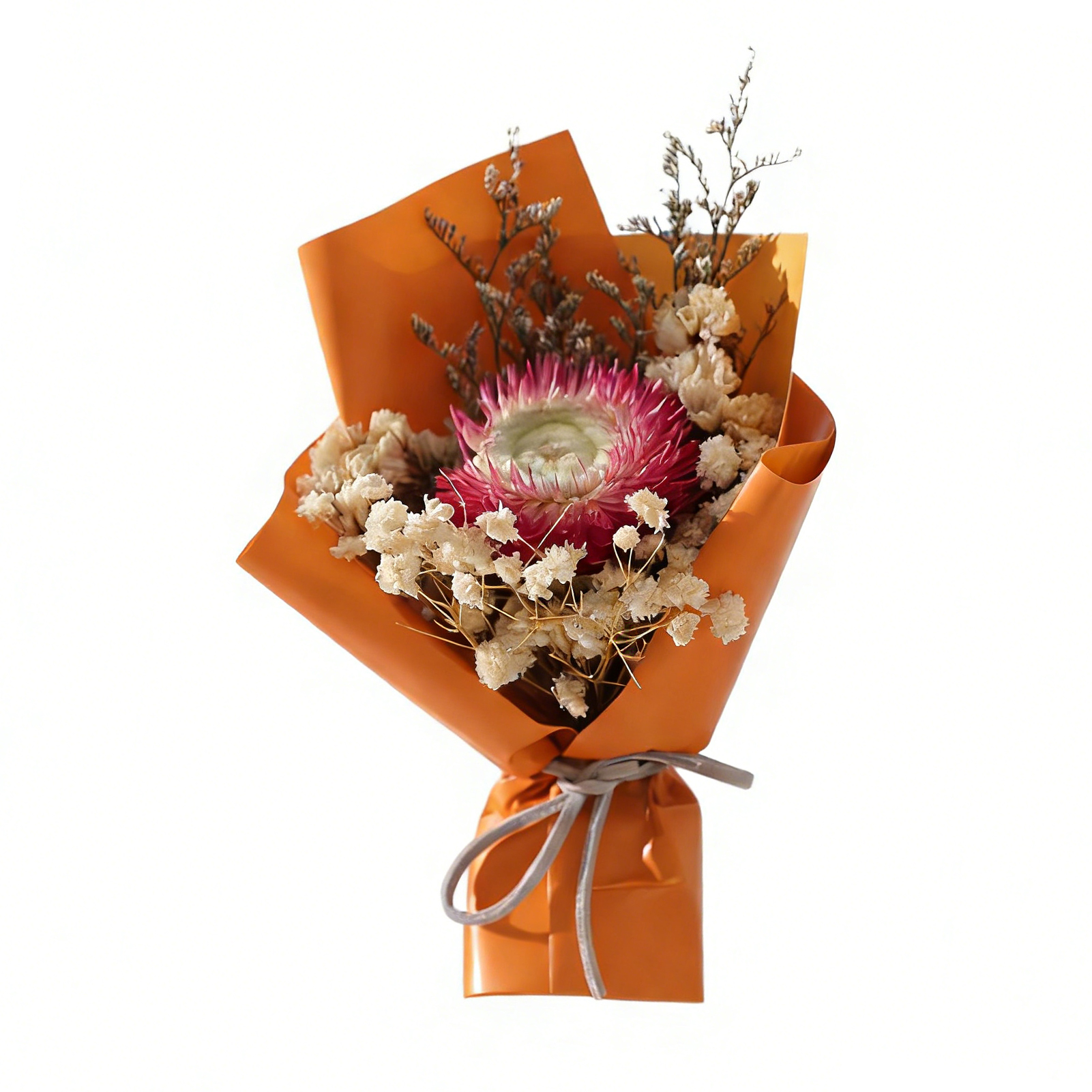 Durable Fake Flowers Decorative Flower Bouquet Mini Dried Flower Bouquet Baby’s Breath Rose Small Romantic Floral Arrangement for Valentine’s Day Wedding Birthday Party Favors Home Decoration