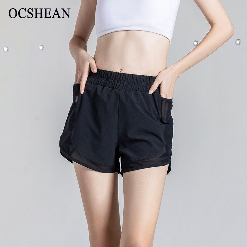 OCSHEAN กางเกงขาสั้นผู้หญิงสำหรับวิ่งและฟิตเนส ขอบเอวยืดหยุ่น พอดีรูปร่าง ราคา 151 บาท*ส่งฟรี