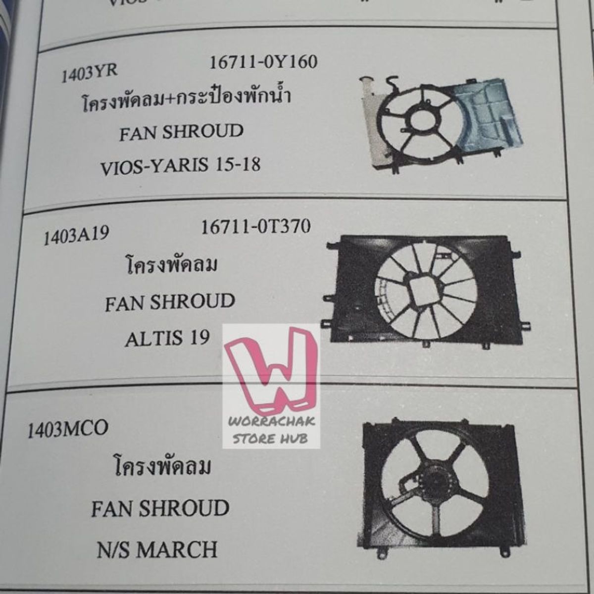 โครงพัดลมพร้อมมอเตอร์พัดลม Nissan March , เป็นแบบแท้ ฟิตติดตำแหน่งเดิมได้ดี มาร์ช บังลมหม้อน้ำ มอเตอร์ ราคา 1,900 บาท*ส่งฟรี