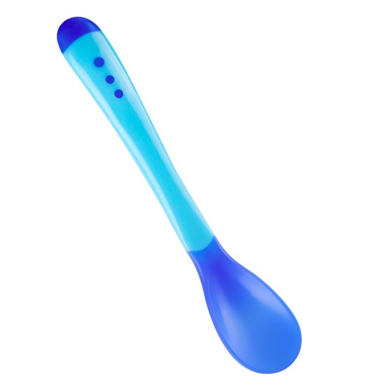 Baby Soft Head Heat Temperature Sensing Spoon Feeding Kids Sudu Budak Silicone Sensor Panas Change Color